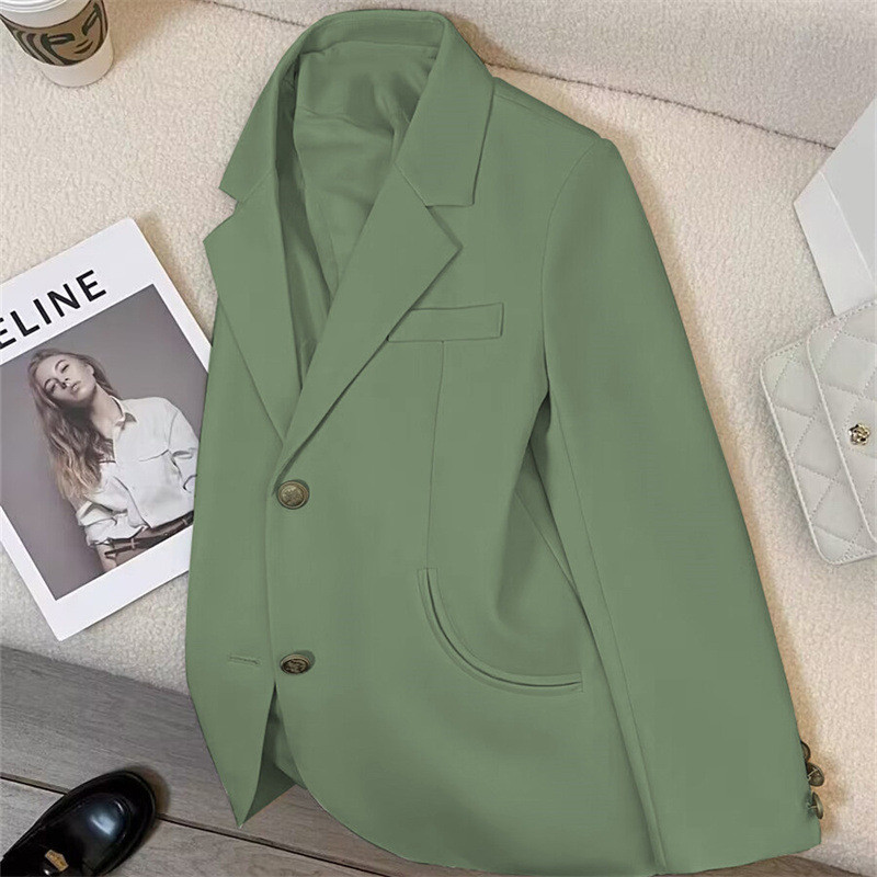 Autumn new green all-matching temperament single-breasted suit coat for women 2024 design fashion sm