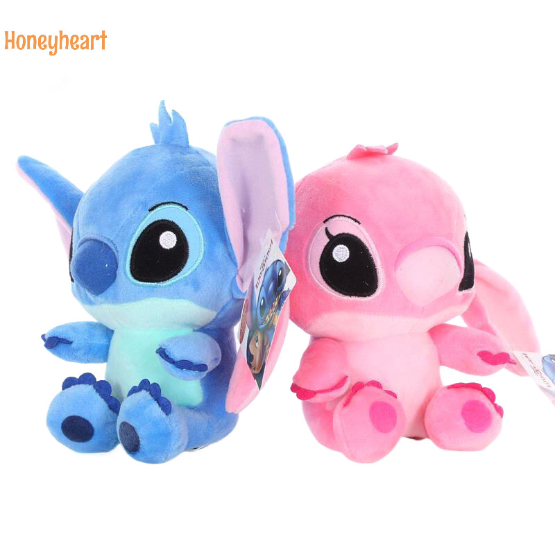 <Honeyheart>Disney Kawaii สีฟ้าสีชมพู Stitch ตุ๊กตาตุ๊กตาการ์ตูนอะนิเมะของเล่น Lilo และ Stitch น่ารักนุ่มตุ๊กตาของเล่นสําหรับเด็กคริสต์มาสของขวัญ Nice