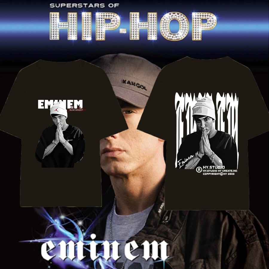 (🔥เสื้อยืดพิมพ์ลาย🔥) 🔥ใหม่🔥 เสื้อแร็ปเปอร์ Eminem&04T-Shirt ️เสื้อยืดคอกลม ผ้าฝ้าย ลาย สําหรับผู้ชาย
