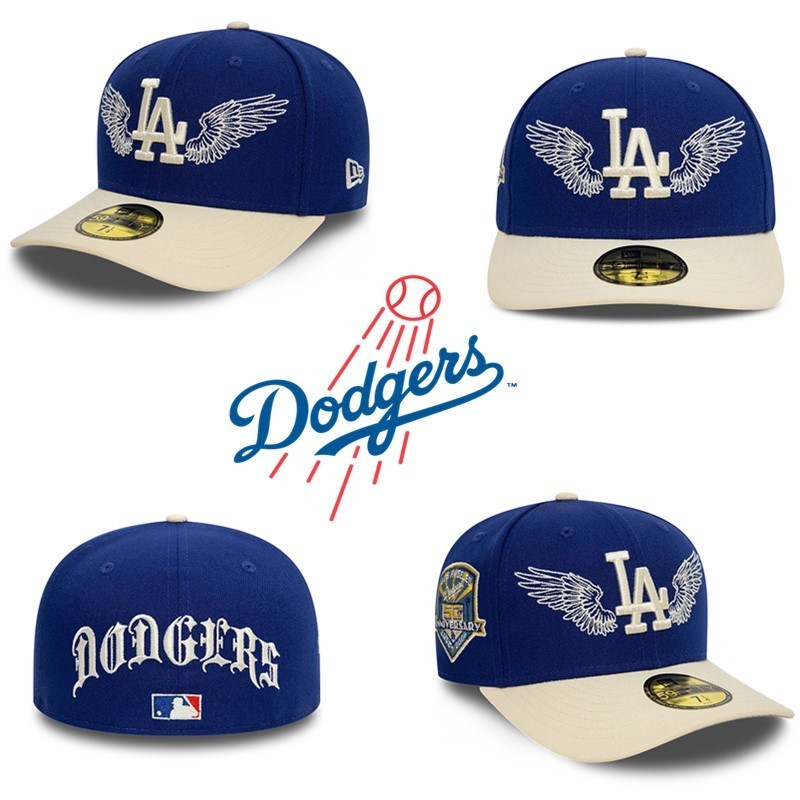 Mlb Los Angeles Dodgers ล้อมรอบอย่างเต็มที่ปักขอบแบนหมวกฮิปฮอป 59FIFTY ผู้ชายและผู้หญิงกีฬาม่านบังแดดหมวกขอบแบน