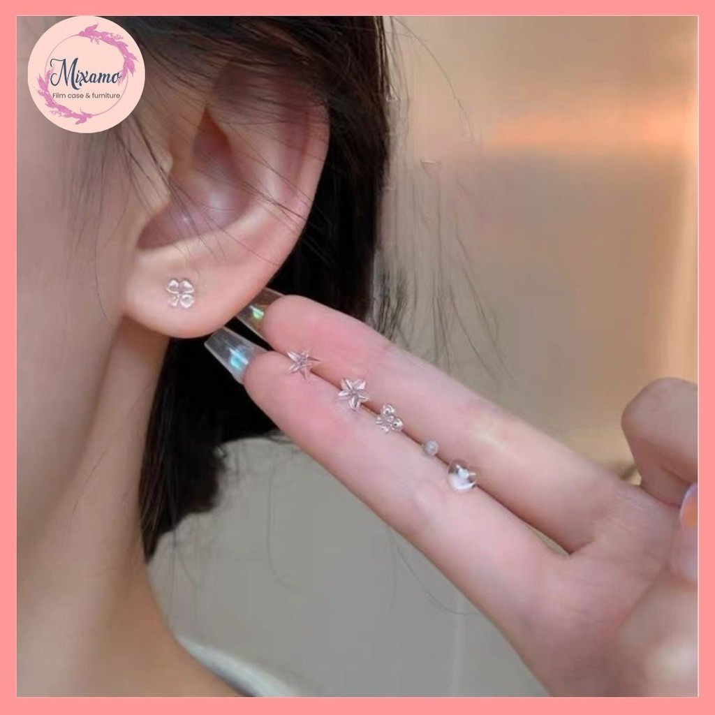 --MXM--ต้มหูก้านพลาสติกแบบใส (แถมแป้น) ใส่กันรูหูตัน ต่างหูพลาสติก #M-0028