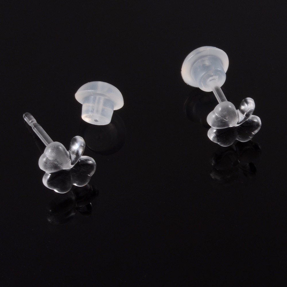 ต้มหูก้านพลาสติกแบบใส (แถมแป้น) ใส่กันรูหูตัน ต่างหูพลาสติก #M-0028 - รูปที่ 2