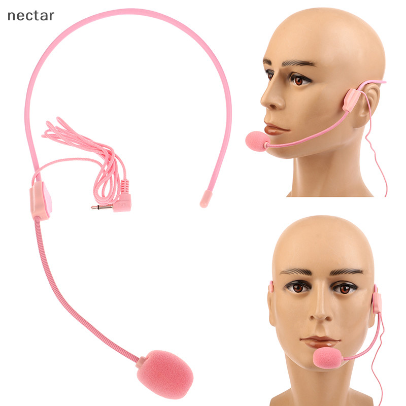 Tar 3.5 มม.สีชมพู Headworn ไมโครโฟนแบบมีสายชุดหูฟังสีชมพูเครื่องขยายเสียงลําโพง Clear Sound Mic สําหรับการประชุมท่องเที่ยวคําพูดครู N