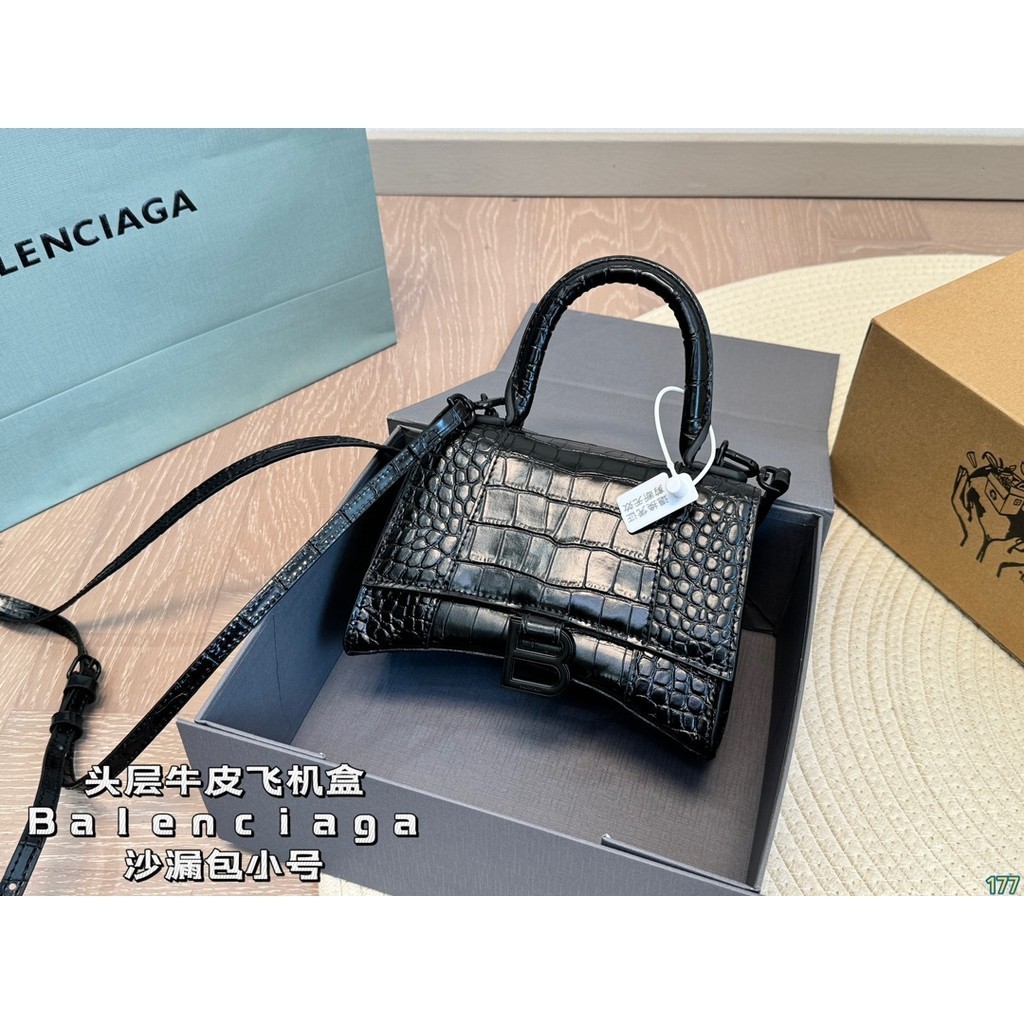 DW พร้อมกล่องbalenciaga Classic Hourglass Bag กระเป๋าถือผู้หญิงแฟชั่นกระเป๋าสะพายไหล่ลําลองกระเป๋าสะ