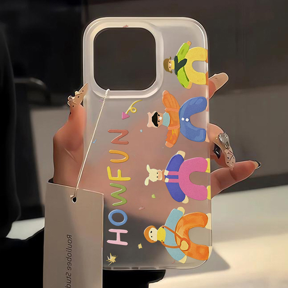เคสใส สำหรับ iPhone 11 13 12 15 14 Pro Max Plus เคสกันกระแทก ปกลายการ์ตูน รู้สึกเป็นมิตรกับผิว เคสโทรศัพท์มือถือบางเฉียบ