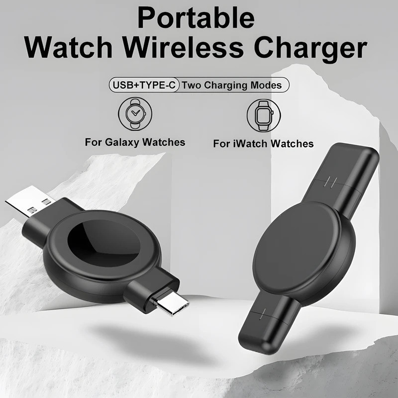 แบบพกพาแม่เหล็กไร้สายชาร์จสำหรับนาฬิกา serises 9 8 7 6 USB A Type C แปลงชาร์จสำหรับ Samsung Galaxy W