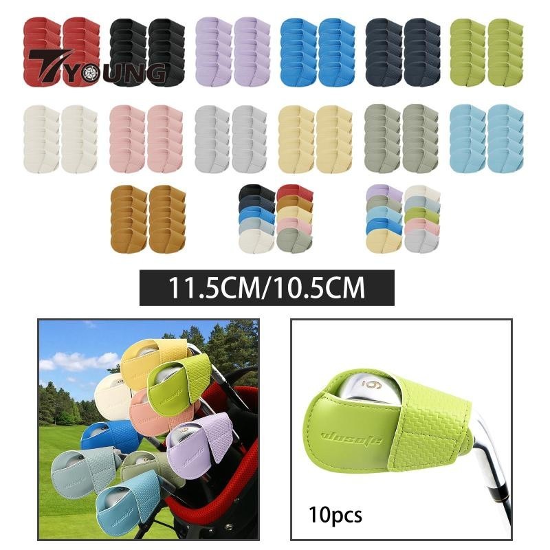 [ 10x Golf Iron Headcover Golf Cover ทนต่อการสึกหรอ PU แบบพกพาน้ําหนักเบา