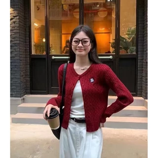 Xiaoma111 Niche callmebaby สั้นหัวใจปัก Twist ถักเสื้อสเวตเตอร์ถัก Slim-fit Slimmer ดูผู้หญิงหมายเหตุด้านนอกขนแกะ Checkered Xi DDNQ