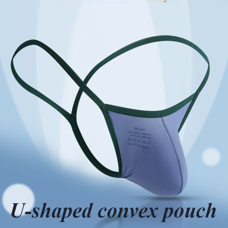 ผู้ชายผ้าไหมน้ําแข็งเกลียวไม่มีรอยต่อชิ้นเดียว U-Convex กระเป๋า Charm Quick-Drying Breathable ทองสบาย KX028-DK