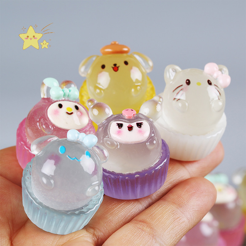 [JBTH] Luminous Mini Sanrio Microlandscape Miniature Hello Kitty Figurines Fairy Garden Accessories Home Decor Glow In The Dark [JB]