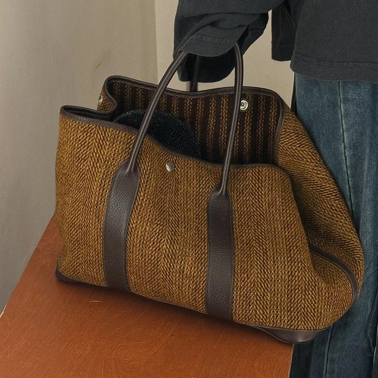 CHELSEA-Retro Casual Merad กระเป๋าถือทําด้วยผ้าขนสัตว์ Tote Bag