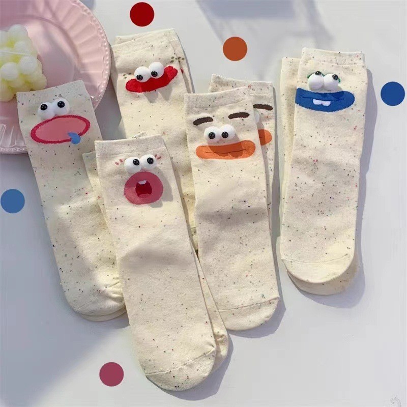 ตลกตาโตผู้หญิงถุงเท้าผ้าฝ้ายฮิปฮอประบายอากาศหลอดยาวสบายๆถุงเท้าถนนกองถุงเท้า อิน อินเทรนด์ญี่ปุ่นน่ารักถุงเท้าคู่ - รูปที่ 7