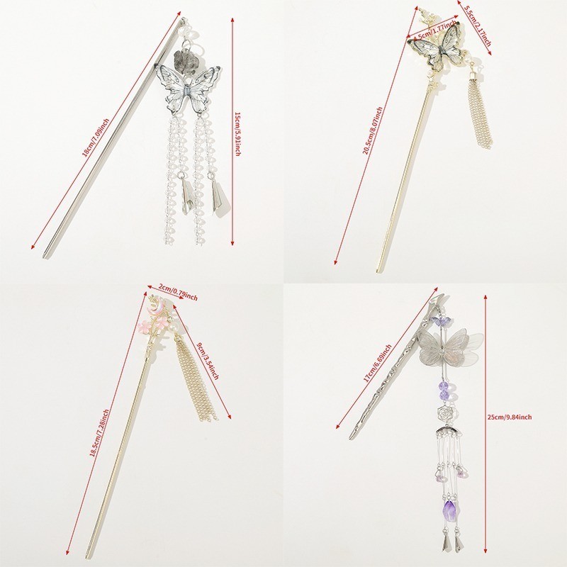 โลหะผีเสื้อพู่ผมติดสไตล์คริสตัลลูกปัดกิ๊บผู้หญิงอุปกรณ์ผม - รูปที่ 7