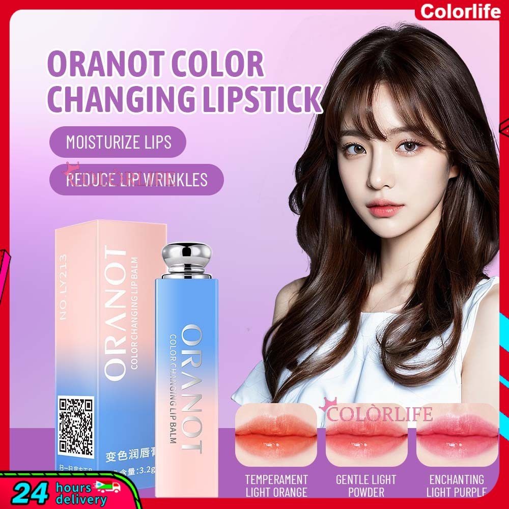 Oranot อุณหภูมิเปลี่ยนสีลิปบาล์ม Jelly เปลี่ยนสีกันน้ํา Long Lasting Moisturizing Natural Lip Care