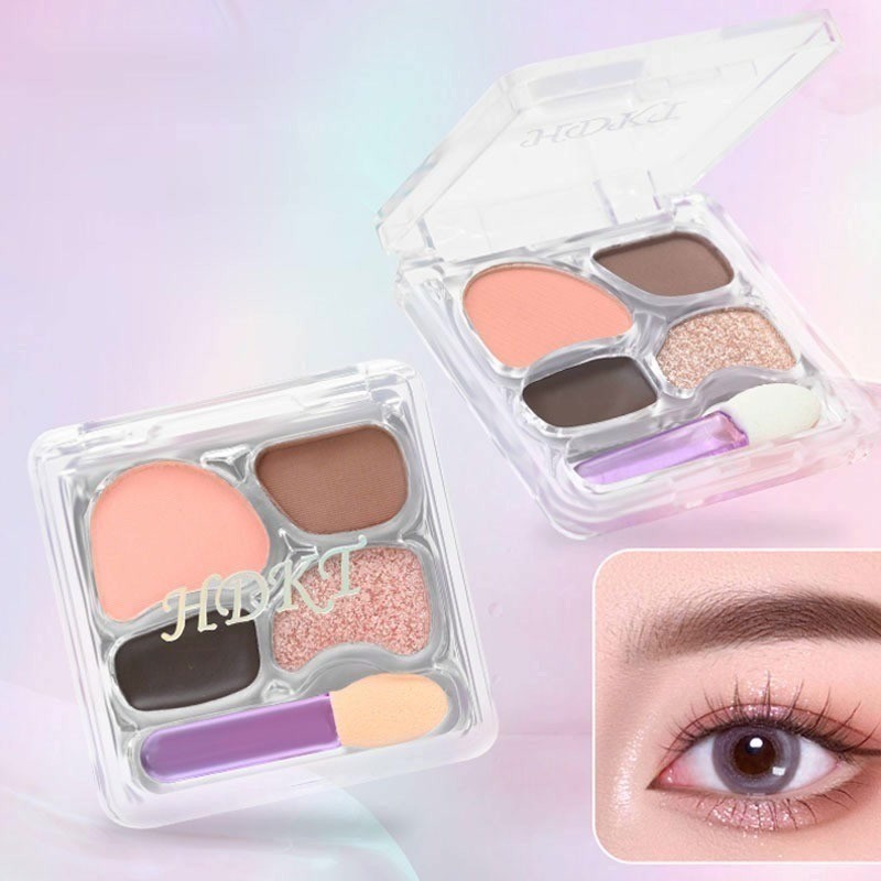 พาเลตต์อายแชโดว์ เนื้อแมตต์ ประกายมุก 4สี ดูเป็นธรรมชาติ เนื้อใยไหม ประกายชิมเมอร์ Eyeshadow