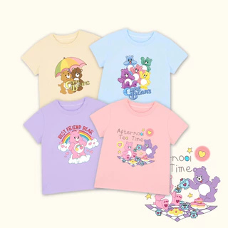 1-12ปี เสื้อยืดเด็กผู้หญิง ลายการ์ตูน เสื้อผ้าสาวๆ ผ้าฝ้ายแท้ แขนสั้น 4 สี เสื้อยืดแขนสั้นเด็กสไตส์เกาหลี
