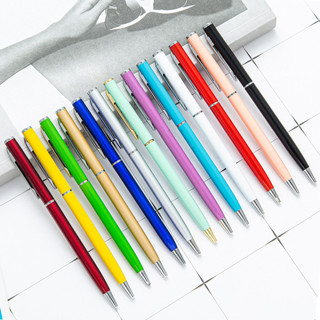 ปากกาลูกลื่นโลหะสีลูกกวาด 1 ชิ้น ปากกาลูกลื่นหมุนได้ 1 มม. เครื่องเขียน อุปกรณ์การเรียน