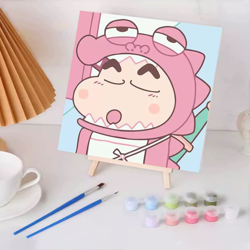 มีกรอบ ระบายสีตามเลข 20*20CM Crayon Shin-chan DIY ภาพวาดสีน้ำมันดิจิตอล จัดส่งทันที - รูปที่ 2