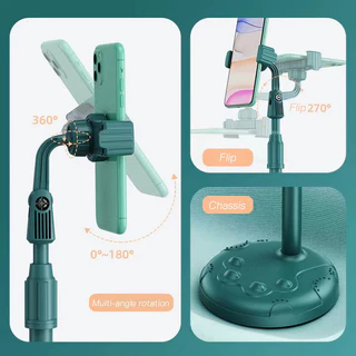 GOOJODOQ ที่วางขาตั้งโทรศัพท์มือถือ 360 หมุนได้เดสก์ท็อป/ขาตั้งออกอากาศแบบปรับได้ (ใส่โทรศัพท์มือถือ/แท็บเล็ต)