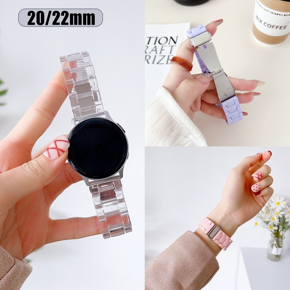 20/22 มม. สายเรซิ่นสําหรับ Samsung Galaxy Watch 7/6/5/4 40 มม./44 มม.Active 2 เกียร์ S3 สร้อยข้อมือกันน้ําสําหรับ Huawei GT4/3/2 band ผู้ชายและผู้หญิง