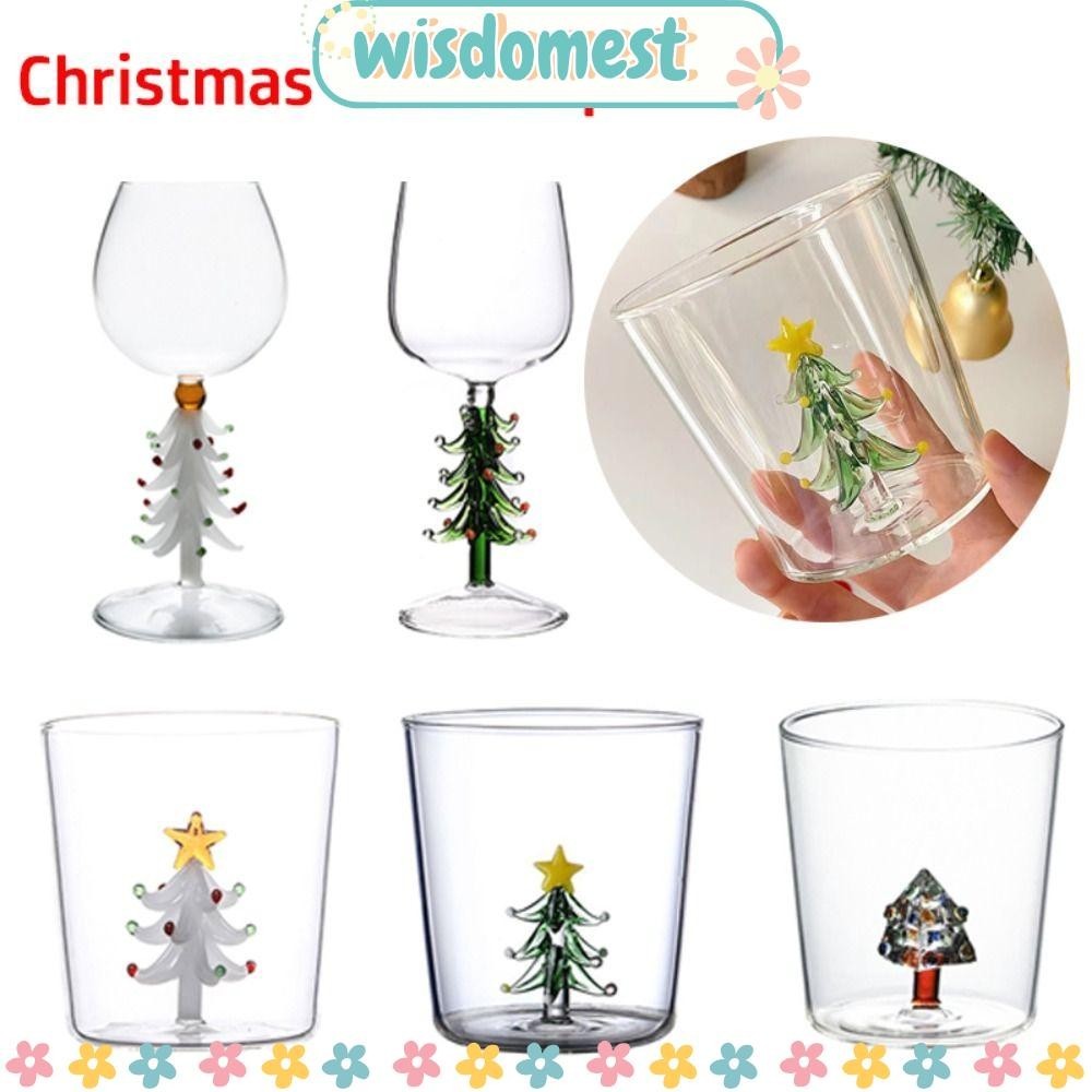Wisdomest Goblet, ถ้วยแก้วต้นคริสต์มาส, แก้วกาแฟนมใสสร้างสรรค์โฮมออฟฟิศ