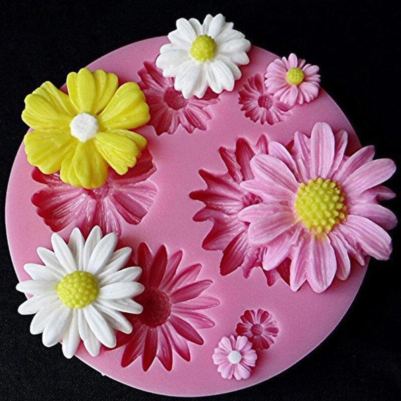 Myoloy 3D ดอกทานตะวันกลีบดอกไม้นูนแม่พิมพ์ซิลิโคนบรรเทาFondantเค้กตกแต่งเครื่องมือTH