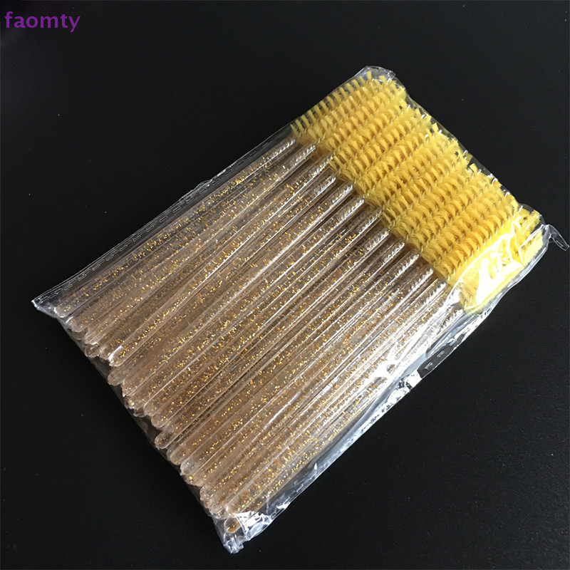 Faomty 50 ชิ้นแปรงขนตาคริสตัลแบบใช้แล้วทิ้งมาสคาร่า Wands Applicator Gravg Eyelash TH