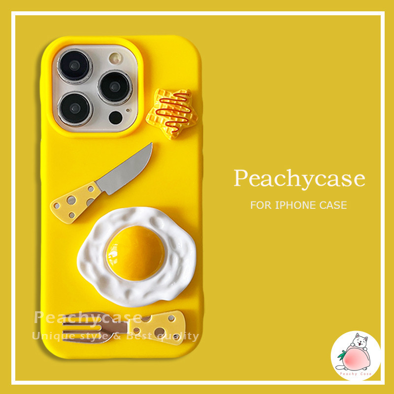 ตลก 3D ชีสมีดส้อมไข่เคสโทรศัพท์สําหรับ iPhone 15 14 Plus 13 12 11 Pro Max Xr Xs X 15promax กันกระแทก TPU ปกหลัง Creative Mobile Casing