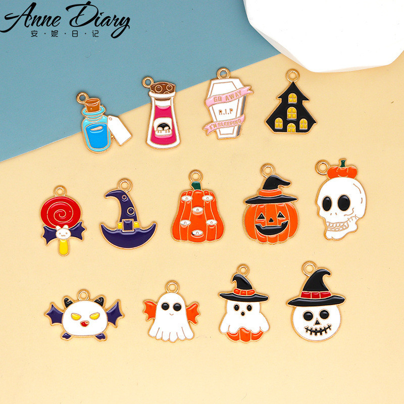 2 ชิ้น/ล็อตฮาโลวีนฟักทอง Spider Haunted House สัตว์เคลือบจี้อุปกรณ์เสริม Charms สําหรับผู้หญิง, Key Chain/ต่างหู/สร้อยคอจี้ Handmade DIY เครื่องประดับ w006
