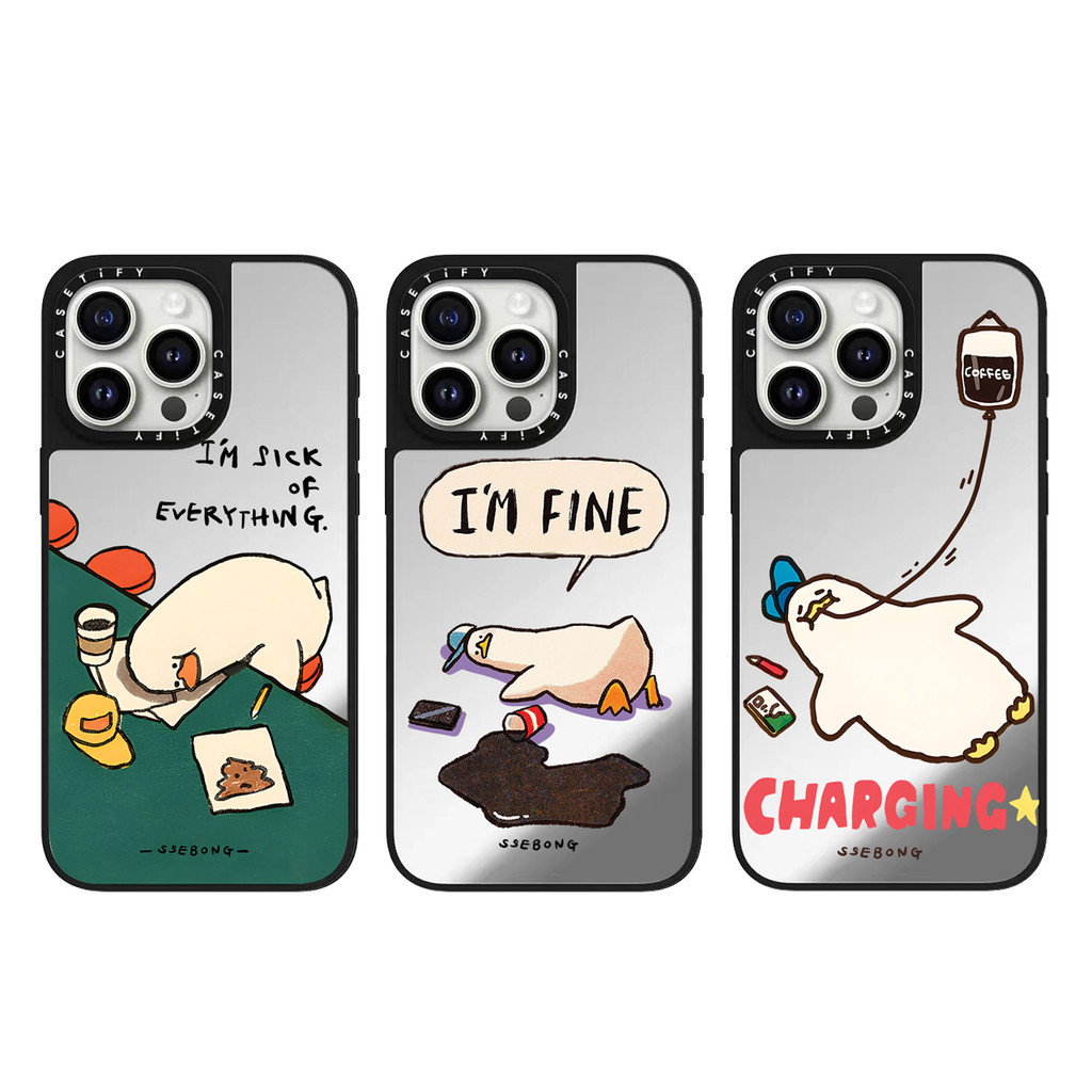 น่ารักอย่าอยากทํางานเป็ด Hard Mirrorเคสโทรศัพท์สําหรับIPhone 15 ProMax 15Pro 15 14 13 12 11 Pro Maxกรณีห่อกันกระแทกMatte Frostedด้านหลังอะคริลิค