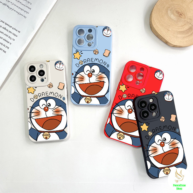 COD-ในไทย เคส โดราเอมอนน่ารัก กระพริบตาอย่างมีความสุข สําหรับiPhone 7 8 X 11 12 13 14 15 TPU เคสกรอบเลนส์มุมขวาคู่รัก