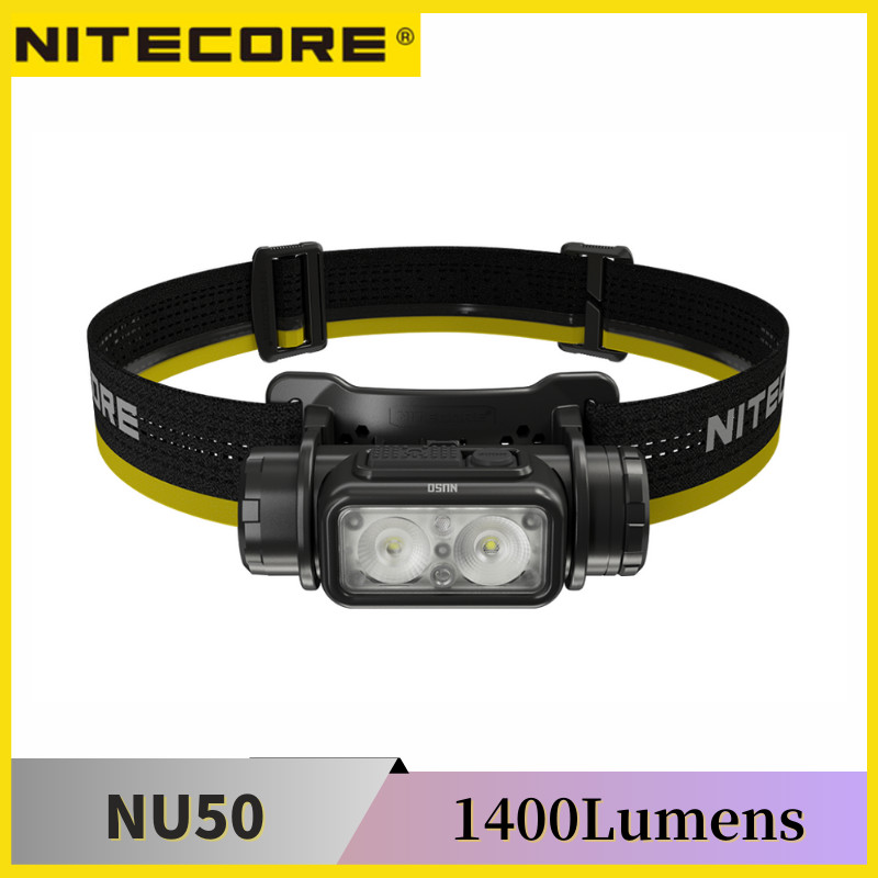 Nitecore NU50 ไฟหน้าน้ําหนักเบา USB-C แบบชาร์จไฟได้สีขาวแสงสีแดงไฟหน้าโคมไฟตั้งแคมป์กลางแจ้ง