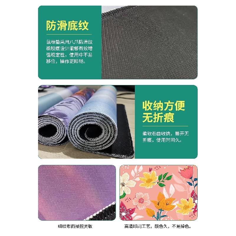 แผ่นรองเมาส์ขนาดใหญ่ แผ่นรองเมาส์ยางหนา4มม. แผ่นรองโต๊ะสำนักงานแบบล็อคขอบขนาดใหญ่70X30 80*30 90x40cm 100X50ซม. desk mat mouse pad แผ่นรองเมาส์ - รูปที่ 3