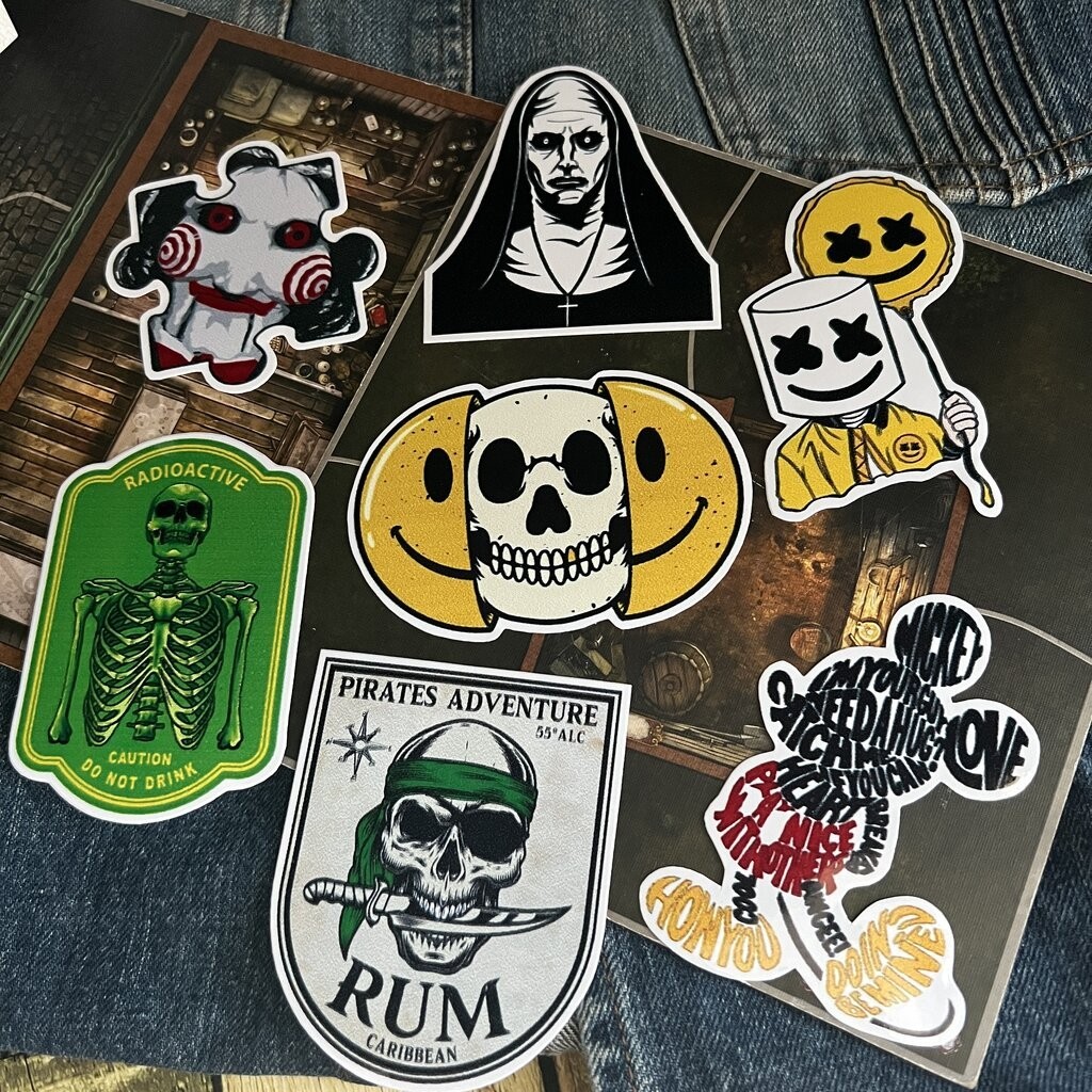 สติกเกอร์ กะโหลก กวนๆ เคลือบกันน้ำ ติดกระเป๋าเดินทาง มอเตอร์ไซด์ Laptop เคสโทรศัพท์ กระบอกน้ำ Waterproof Decal Sticker