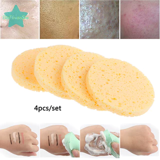 [BigHouseSea] 4 ชิ้น/เซ็ตที่มีประโยชน์ Soft Puff Face Makeup Remover ทําความสะอาดซักผ้าฟองน้ํา Pad ใหม่