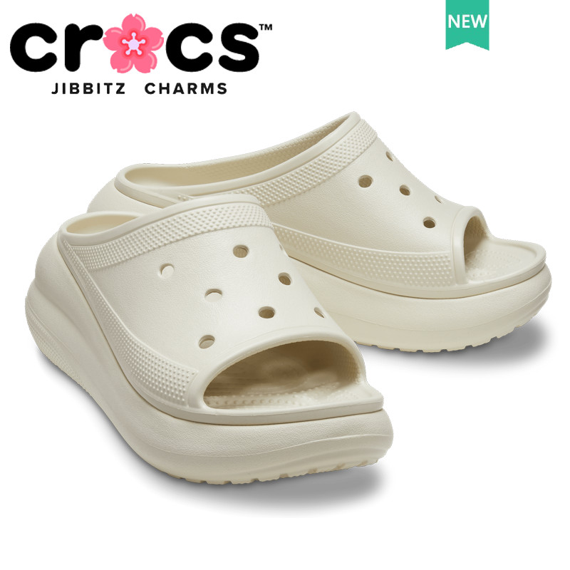 crocs แท้ Crush Slide ร้องเท้าหัวโต รองเท้าไปทะเล กันลื่นสไลด์เพิ่มความสูงสําหรับผู้หญิง#208731