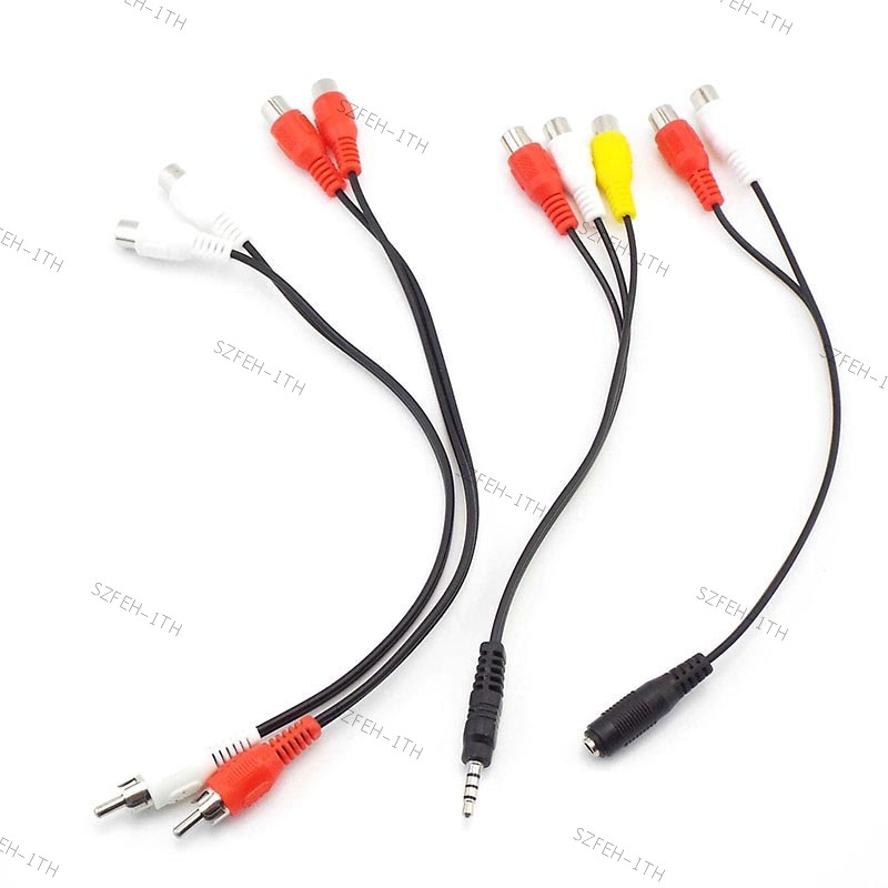 4 ประเภท 3.5 มม.Rca ชายแจ็คปลั๊กสเตอริโอชายหญิงสายเชื่อมต่อหูฟัง Aux Y อะแดปเตอร์สายไฟเสียง @ F3TH