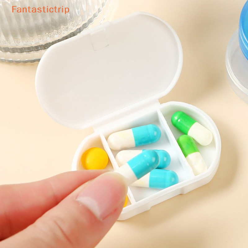 Fantastictrip Pill กล่องยาแบบพกพากล่องยาแท็บเล็ต Splitter ผู้ถือคอนเทนเนอร์กรณี Pillbox 3-Grids Mini Dispenser แฟชั่น