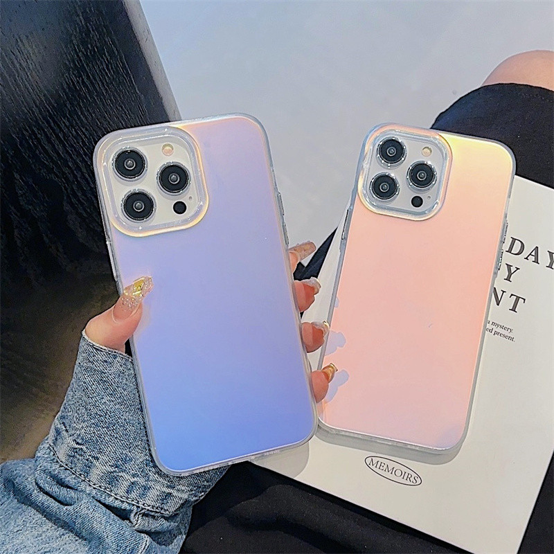 เลเซอร์ไล่ระดับสีเคสโทรศัพท์เข้ากันได้สําหรับiphone15promax 14promax 13promax 12promax 15pro 14pro 13pro 12pro 11 11promaxขอบนุ่มกันกระแทกฝาหลังปลอกScratch-resista
