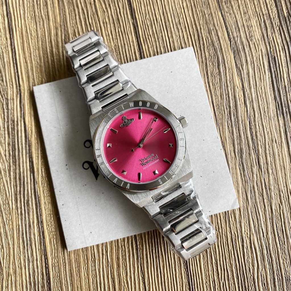 Vivienne westwood Pink Sun Pattern Dial พร้อมสายสแตนเลส VV244 นาฬิกา 33MM Box