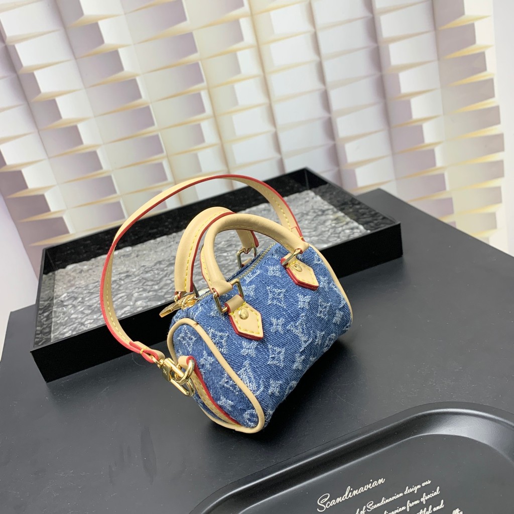 Lv Mini Pillow Bag Pendant Womens Classic Denim Change Bag Keychain