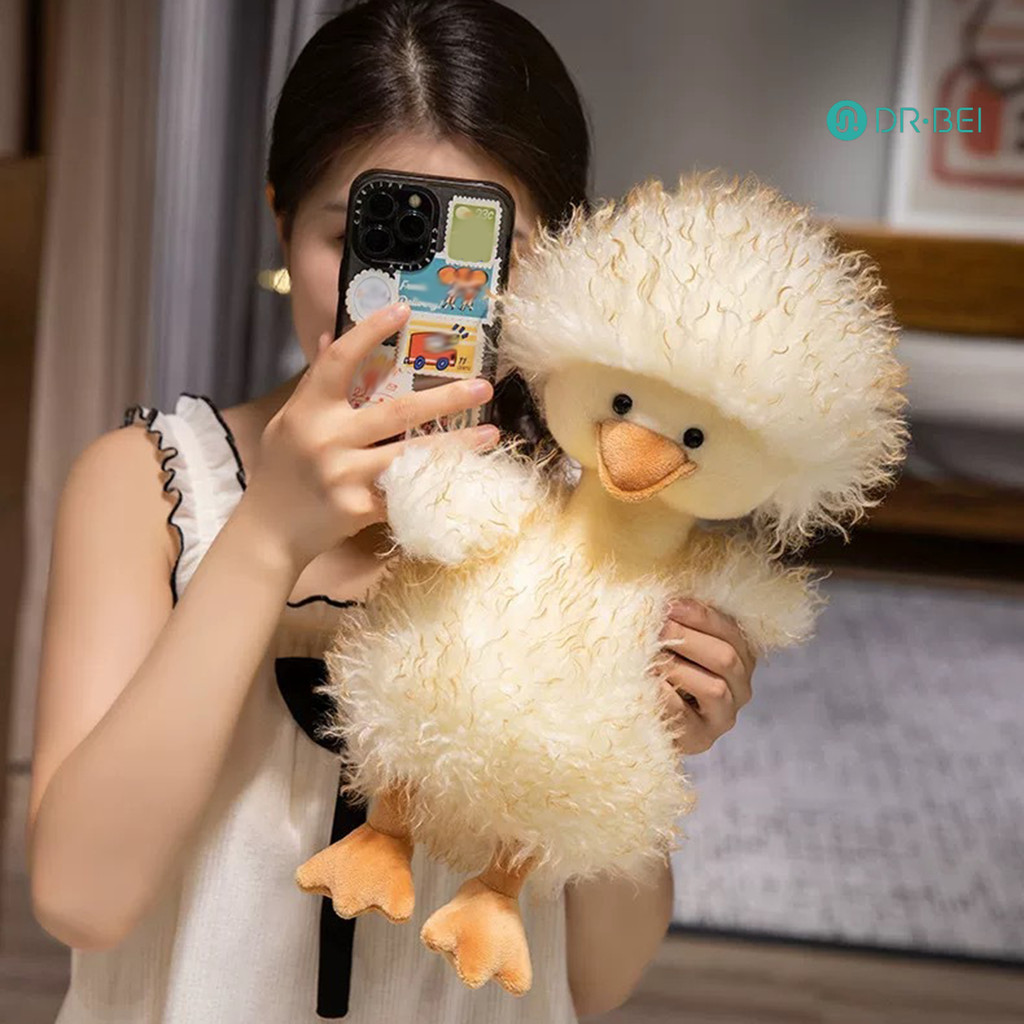 Dr.bei เป็ดปุยของเล่นตุ๊กตาตุ๊กตาสัตว์ตุ๊กตาสําหรับเด็กผู้ใหญ่ Cuddly หยิกเป็ด Plushies บ้านตกแต่งห้องนอน