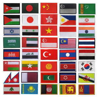 ป้ายธงเอเชียปักป้ายตีนตุ๊กแกป้ายผ้าเกาหลีจีนซาอุดีอิสราเอลปล…