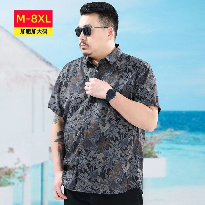 เสื้อแขนสั้นลายดอกไม้ลายพราง ไซส์ใหญ่ 50-150 กก. ชาย thumbnail 6