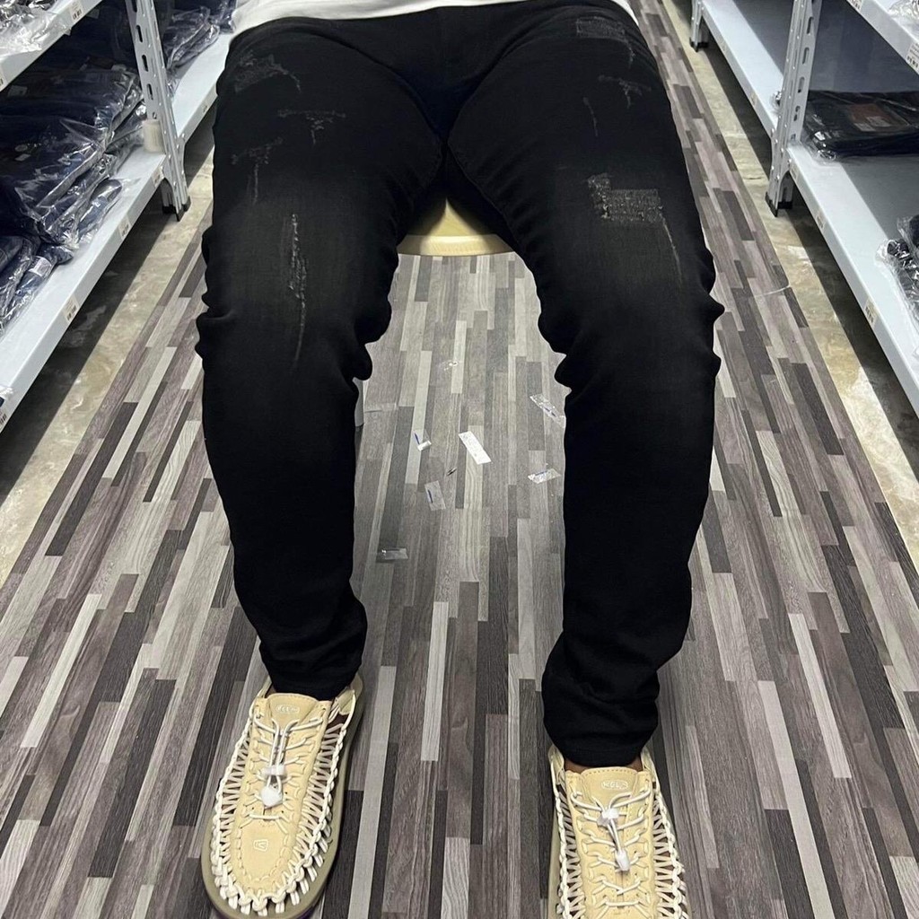 MD shopเดฟยืดสีดำฟอกแต่งเท่ห์ๆ(มีไซส์28-44 กระชับพอดี Man ผู้ชาย Jeans