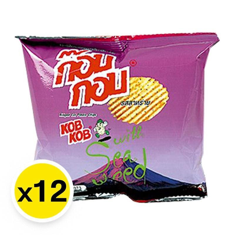 (ยกแพ็ค 12 ถุงเล็ก) ก๊อบกอบ มันฝรั่งทอดกรอบ แผ่นหยัก รสสาหร่าย 12 กรัม x 12 ซอง