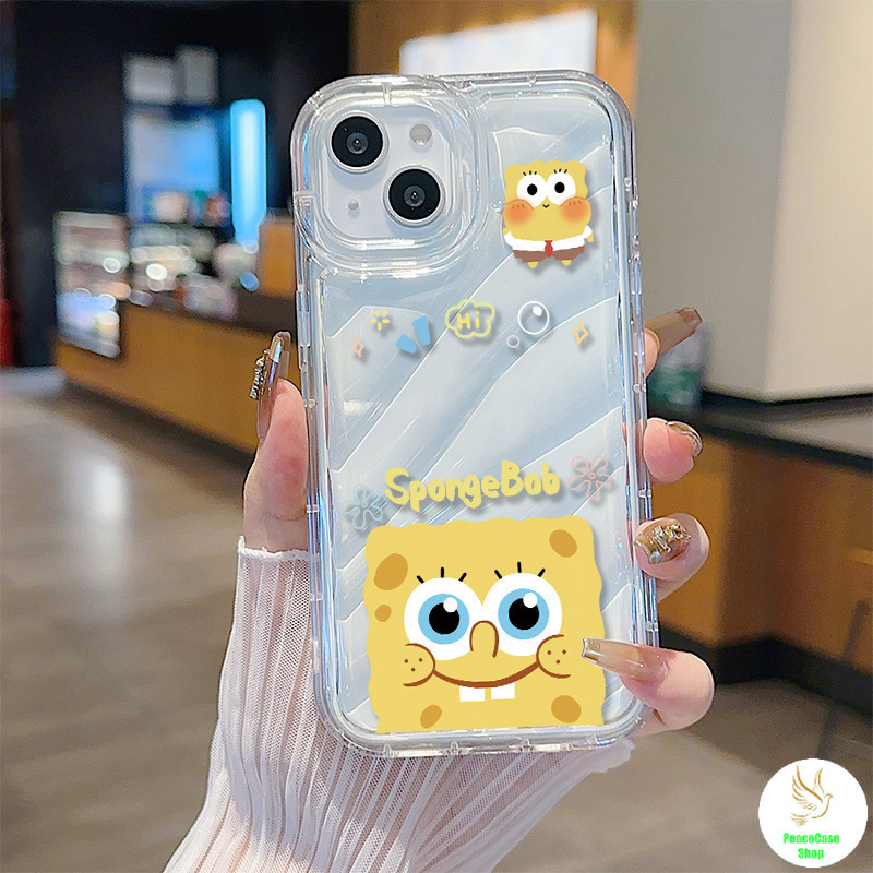 COD-ในไทย เคสแฟชั่น SpongeBob น่ารัก โผล่ออกมา สําหรับ iPhone 7 8 X 11 12 13 14 15 TPU เคสโทรศัพท์ลายเปลือกหอย Unisex