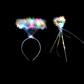 💕COD💕ปีกนางฟ้า Angel Wings LED Glow รวมที่คาดผมไม้กายสิทธิ์และปีกขนนก สีขาว เรืองแสง ผู้ใหญ่ เด็ก อุปกรณ์ประกอบฉาก