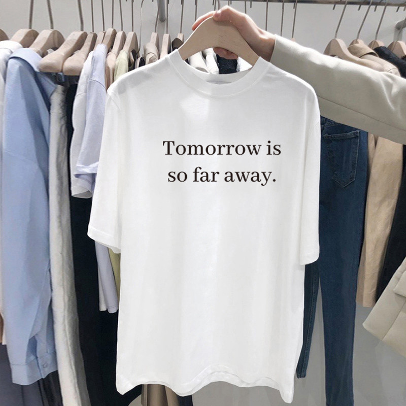 (จัดส่งตลอด 24 ชั่วโมง）OOOK Official เสื้อยืด Tomorrow ตัวอักษร Oversized ผ้า ผ้าฝ้ายแท้ ผ้านุ่ม ทรงเกาหลี ใส