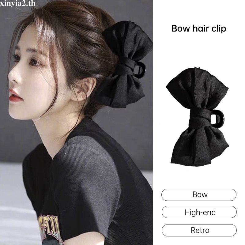 XINYIA2.thBlack Bow Hair Clip Large Hair Claw Clip Women Princess Style Headdress High-end Hairpin